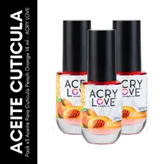 GENERICO - Pack x3 Aceite Para Cutícula Peach Orange 14 ml - ACRY LOVE