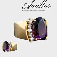 GENERICO - Anillo de cara ancha de circón púrpura misterioso