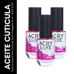 GENERICO - Pack x3 Aceite Para Cutícula Touch Pineapple 14 ml - ACRY LOVE
