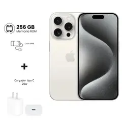 APPLE - Iphone 15 Pro Max 256gb Blanco 5G + Kit de carga. Reacondicionado Grado A+ A2849
