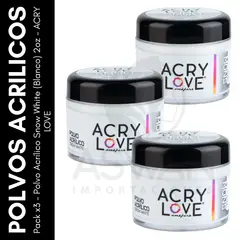 GENERICO - Pack x3 - Polvo Acrílico Snow White 2oz - ACRY LOVE