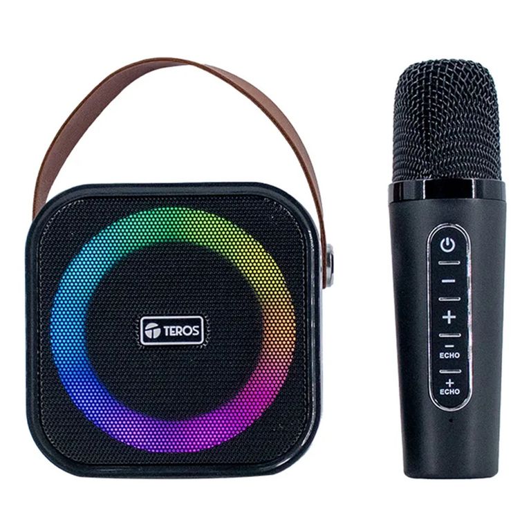 Parlante Karaoke Inalámbrico Usb Iluminación Led Negro - TE-6013N