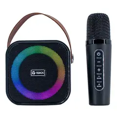 TEROS - Parlante Karaoke Inalámbrico Usb Iluminación Led Negro - TE-6013N