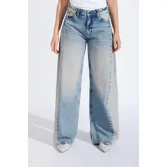 LUVARO - Pantalón Denim Godet