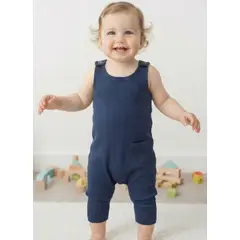 GENERICO - Enterizo Jardinero Sin Mangas Rib Azul de Algodón Pima