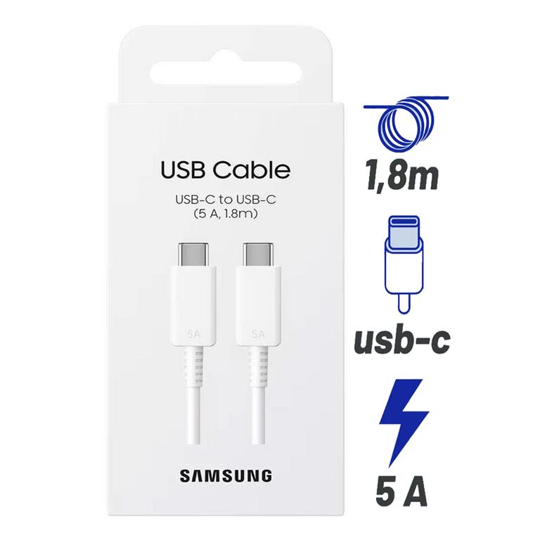 Cable 5A USB-C 180cm Blanco