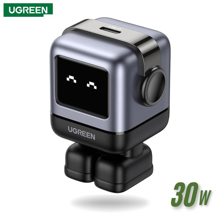 CARGADOR ROBOT UNO 30W GAN FAST CHARGER NEGRO