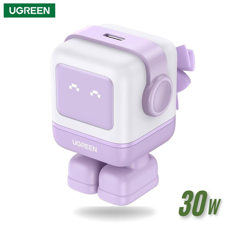 CARGADOR ROBOT UNO 30W GAN FAST CHARGER PURPURA