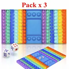 GENERICO - Tablero Con Dados Pop It Pack x 3 Unidades Multicolor