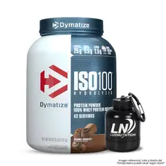 DYMATIZE - Iso 100 3 LB Proteina Hidrolizada - Gourmet Chocolate + Portaproteina
