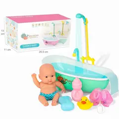 GENERICO - Bañera para bebe con ducha realista funcional y accesorios