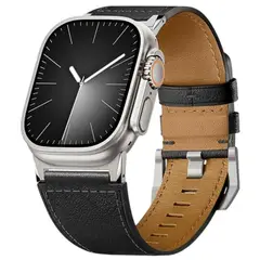 SUITISBEST - Correa De Cuero Para Apple Watch Ultra Clasico Negro