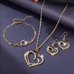 GENERICO - Collar aretes y pulsera corazon dorado