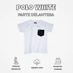 YONISTERS CLOTHING - Polo Casual Niño Blanco 100% Algodón Diseño Clásico con Bolsillo Kids