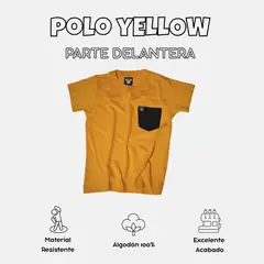 YONISTERS CLOTHING - Polo Casual Niño color amarillo 100% Algodón Diseño Clásico con Bolsillo Kids