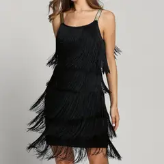 GENERICO - Vestido de Flecos elegante con tiras - Vestido Elena