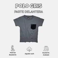 YONISTERS CLOTHING - Polo Casual Niño Gris claro 100% Algodón Diseño Clásico con Bolsillo Kids