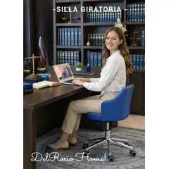 GENERICO - SILLA DE OFICINA ESCRITORIO GIRATORIO ALTURA AJUSTABLE CUERO PU AZUL