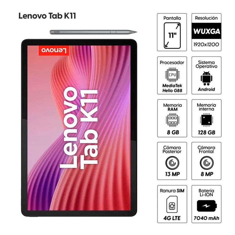 Tablet Tab K11 MediaTek Helio 8GB RAM 128GB CASE+TECLADO+LAPIZ