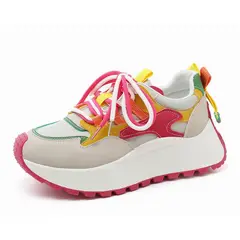 DANWEILE - Zapatillas de plataforma de malla para mujer Rojo