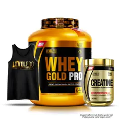 LEVEL PRO - Whey Gold Pro 3 kg Proteina Whey - Vainilla + Creatina 250 g + Bividi