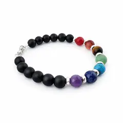 GENERICO - Pulsera 7 Chakras con piedras naturales y plata 950