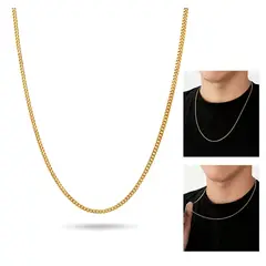 GENERICO - Cadena De Acero Inoxidable dorado unisex Exclusivo 60 cm X 2 mm