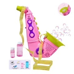 GENERICO - Saxofón Burbujero Musical Recargable con Luces Color Rosado - Juguete Interactivo
