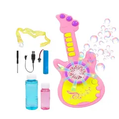 GENERICO - Guitarra Burbujero Musical Recargable con Luces Color Rosado - Juguete Interactivo