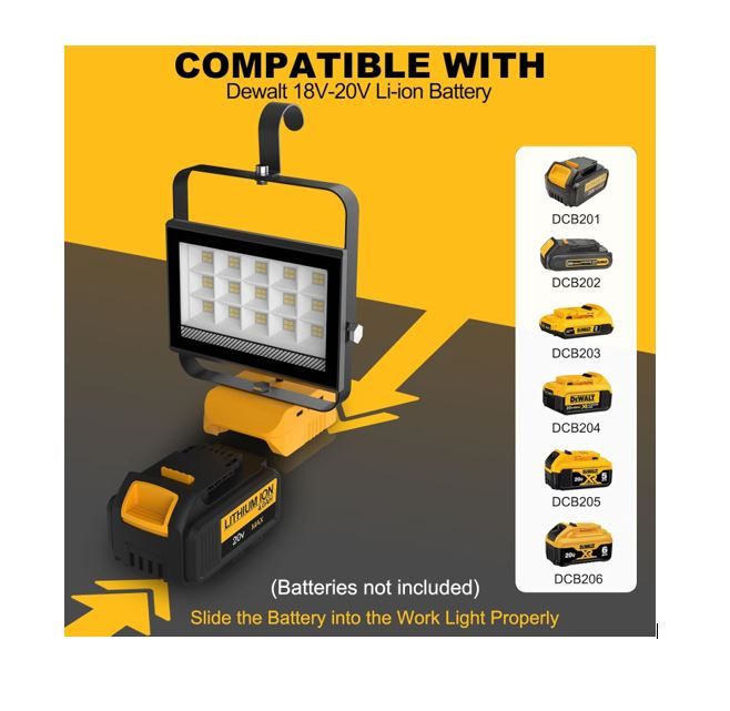 Reflector Inalambrico de Trabajo 60W LED 4500 Lumenes para baterias 20V con puerto USB Tipo C