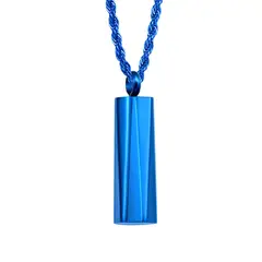 GENERICO - Collar Hombre Dije Barra Geométrica Azul Acero Inoxidable con Cadena luxi