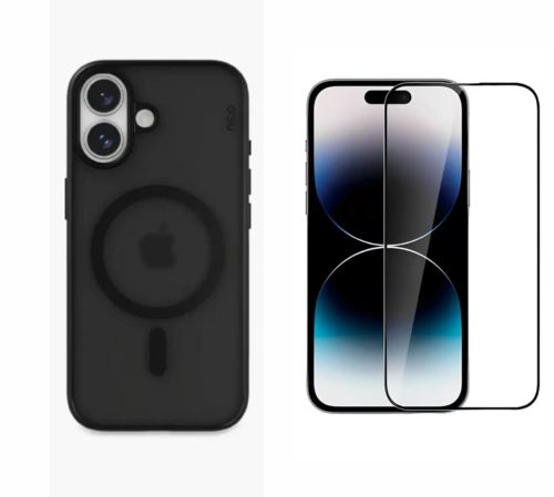 CASE MAGSAFE AHUMADO PARA IPHONE 17 NEGRO + MICA DE VIDRIO