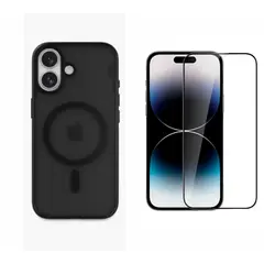 SPACE - CASE MAGSAFE AHUMADO PARA IPHONE 17 NEGRO + MICA DE VIDRIO