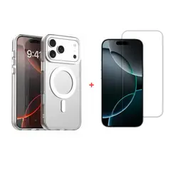 SPACE - CASE MAGSAFE TRANSPARENTE + MICA DE PANTALLA SIN BORDES AR+ AF PARA IPHONE 17 PRO MAX