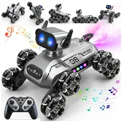 GENERICO - Perro robot acrobático musical luces y bota humo gris