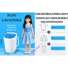 GENERICO - LAVADORA ELÉCTRICA PORTÁTIL DE ROPA Y ZAPATILLA LAVADO CON ESCOBILLA Y CENTRIFUGADO