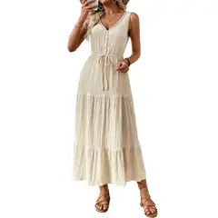 BLWOENS - Vestido casual de verano para mujeres - Beige