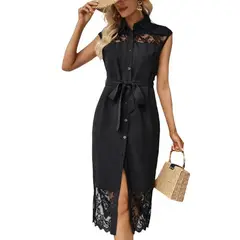 BLWOENS - Vestido casual de verano para mujeres - Negro