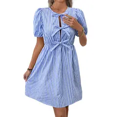 BLWOENS - Vestido casual de verano para mujeres - Azul