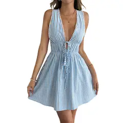 BLWOENS - Vestido casual de verano para mujeres - Azul