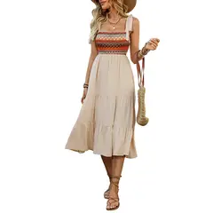 BLWOENS - Vestido casual de verano para mujeres - Beige