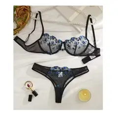 GENERICO - SET DE LENCERIA DE ENCAJE BORDADO CONJUNTO SEXY XL