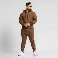 ONHUL - Conjunto buzo de algodón polera y jogger para hombre marrón