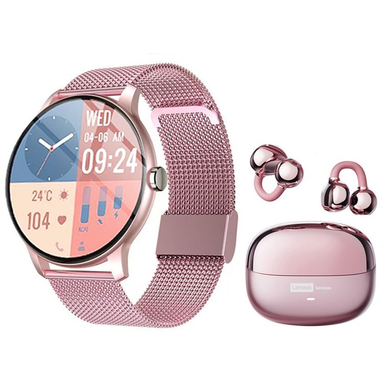 Audifonos LE06 Rosa Bluetooth y Fit Pro reloj inteligente P