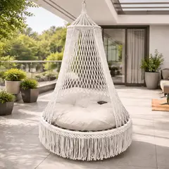 GENERICO - Silla Colgante Premium Grande con Cojín Circular Interior Exterior