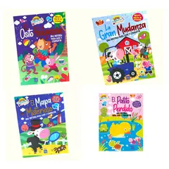 GENERICO - Pack x 2 cuentos con stickers gran mudanza,osito , patito perdido, mapa misterioso