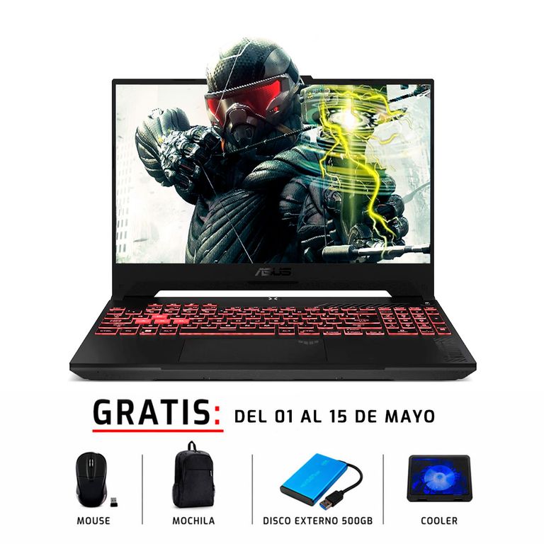 LAPTOP TUF FX607VJ-RL016 16" Intel Core 5 210H 24GB 500GB RTX3050 6GB NEGRO MIPCLISTA MI PC LISTA