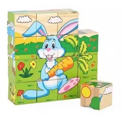 GENERICO - Rompecabezas en Cubo de Animales 6 en 1 de 16 Piezas