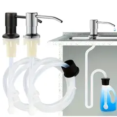 RINOX - Dispensador de Jabón Líquido con manguera adaptable para Empotrar Cocina color Satinado Mate