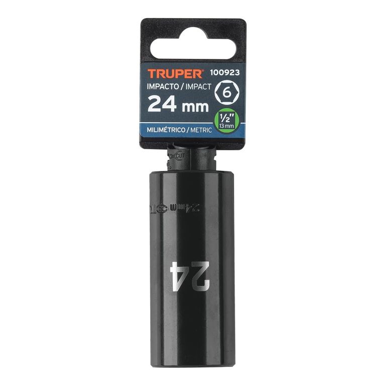 Dado largo impacto de 24 mm, 6 puntas, cuadro 1/2", - 100923